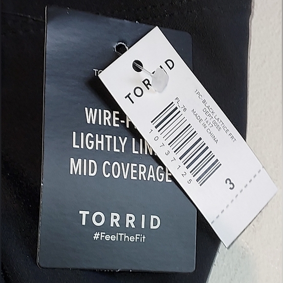 Torrid Black Lattice Front Wire Free Lightly Lined One Piece Swimsuit NWT - Picture 7 of 9